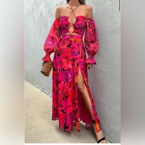 Runaway The Label Karma Dress in Orange Floral